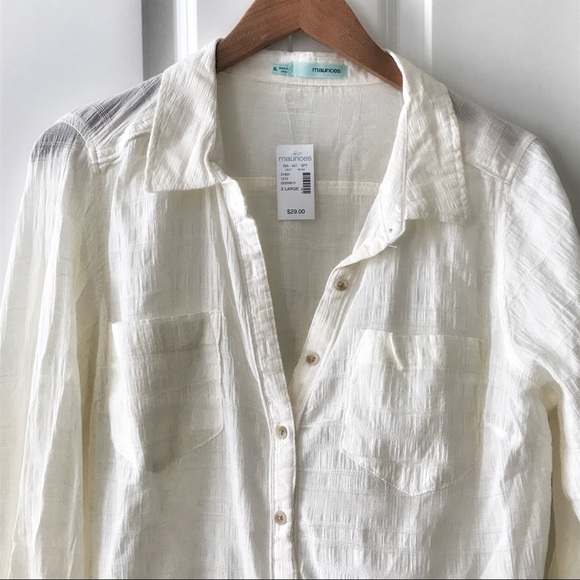 NWT Cream Summer Button-down - Picture 3 of 5